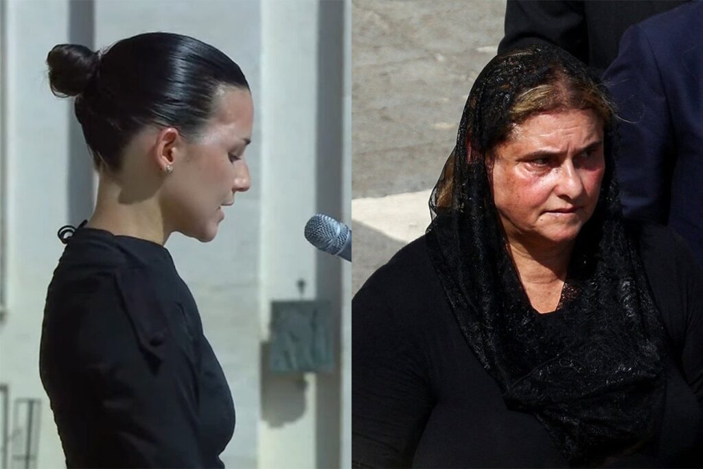 Valeria Vargas Valverde, a la izquierda, leyendo la oración universal, y Antonia Salzano, madre de San Carlo Acutis, aparecen el 7 de septiembre de 2025 en la misa de canonización de San Carlo y San Pier Giorgio Frassati en una foto combinada. Valverde se curó de un grave traumatismo craneal gracias a la intercesión del ahora San Carlo, después de que su madre rezara en la tumba del joven adolescente. Su recuperación, que sus médicos calificaron de médicamente inexplicable, fue el segundo milagro necesario para la canonización de Acutis. (Foto de OSV News/Vatican News, Reuters)