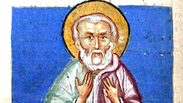 Evagrio aparece representado en un manuscrito de Kaffa, en el monasterio armenio de San Antonio el Grande, que contiene el texto de las Vidas de los Padres del Desierto de Egipto. (Wikimedia Commons)