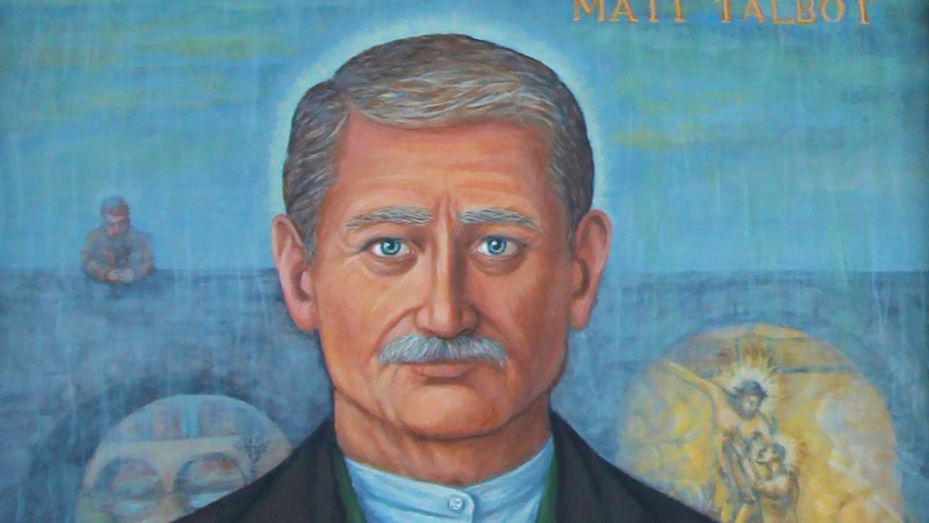 Imagen de Matt Talbot, declarado “venerable” por San Pablo VI, pintada por el artista Terry Nelson. Muchos devotos afirman que su santidad fue clave para su sobriedad. (CNS/Gina Christian, catholicphilly.com)