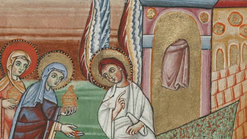 “Las mujeres en el sepulcro”, alrededor de 1025-1050, autor desconocido. (Museo J. Paul Getty)