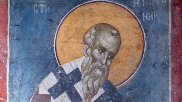 Epifanio de Salamina, fresco en el monasterio de Gračanica, cerca de Lipljan, en Kosovo. (Wikipedia)