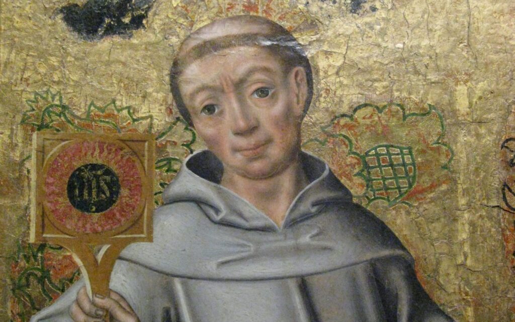 “Bernardino de Siena”, una pintura del siglo XVI en el Castillo de Langeais, Francia. (Wikipedia)