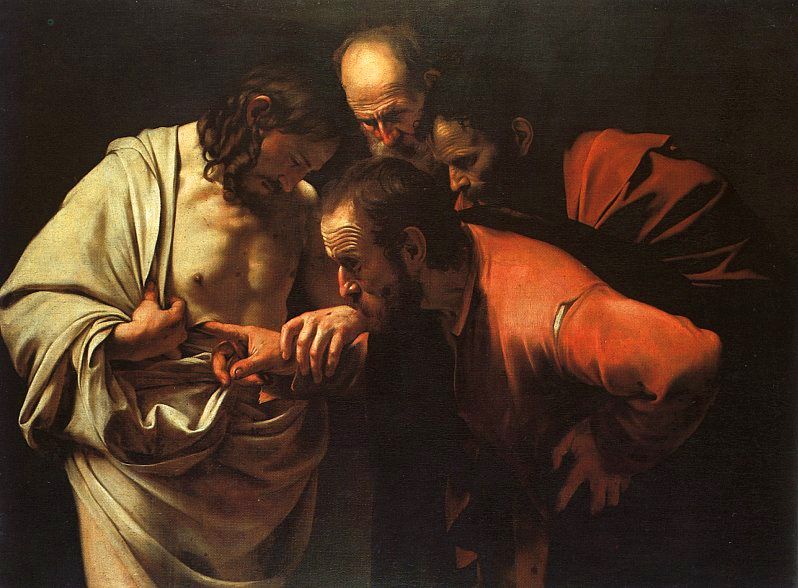 "La incredulidad de santo Tomás", de Caravaggio, hacia 1602. (Wikipedia)
