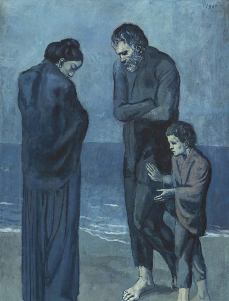 Picasso-cover-1170x1536 | Angelus en Español "La tragedia", de Pablo Picasso, representa a un hombre, una mujer y un niño —presumiblemente una familia— abatidos por un sufrimiento desconocido. (Galería Nacional de Arte)