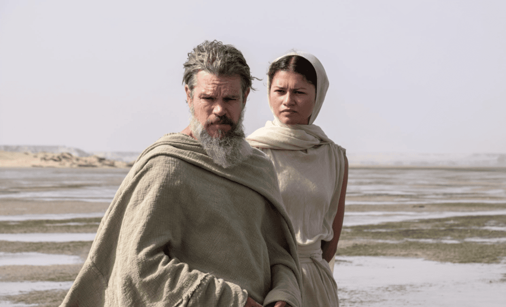 Screenshot-2026-07-23-at-83535-AM-1536x933 | Angelus en Español Matt Damon como Odiseo y Zendaya como Atenea en una escena de “La Odisea”. (IMDb)