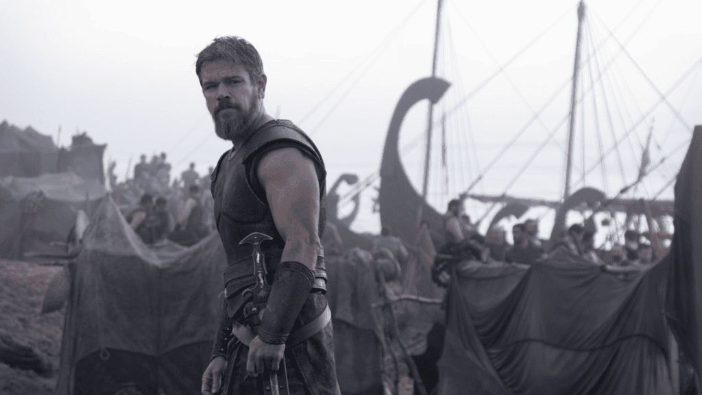 Matt Damon como Odiseo en una escena de "The Odyssey". (Melinda Sue Gordon © Universal Studios, vía IMDb)
