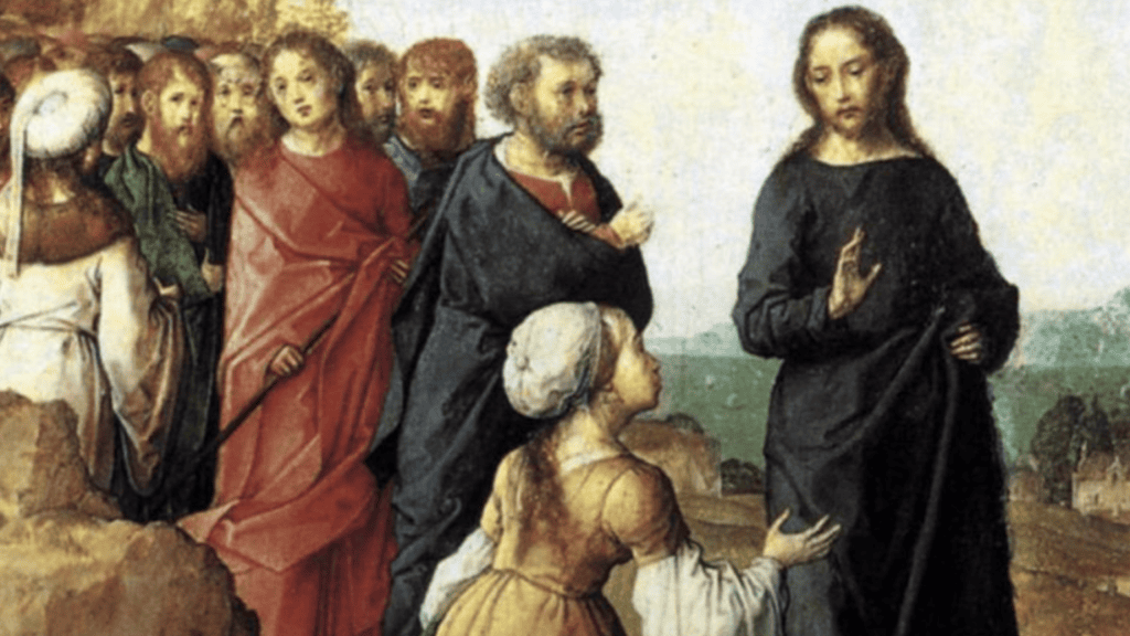 "Cristo y la mujer cananea", de Juan de Flandes, 1450-1519, flamenco. (Wikimedia Commons)