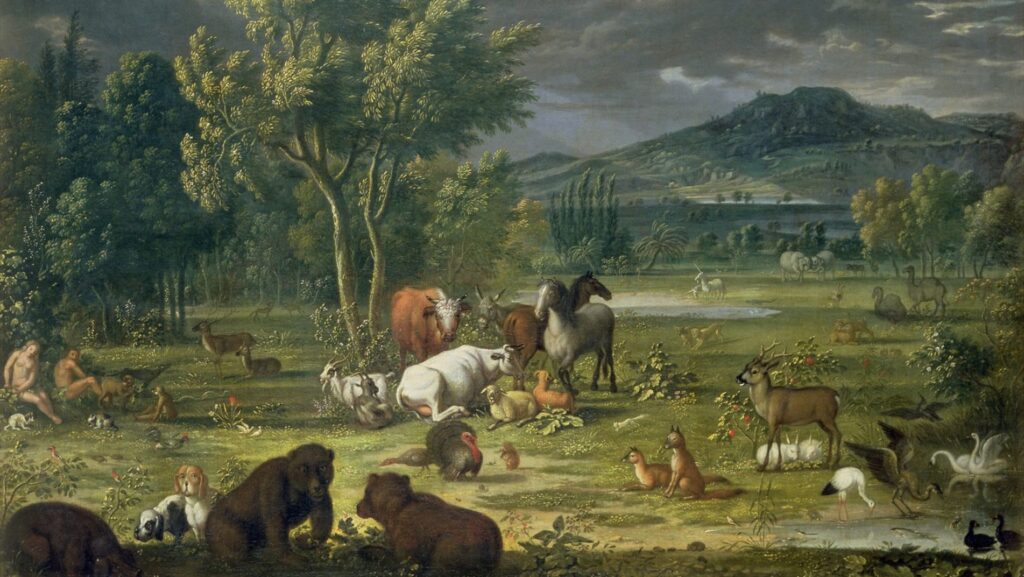 "Adán y Eva en el paraíso", de Johann Wenzel Peter (1745-1829), artista checo. (Wikimedia Commons)