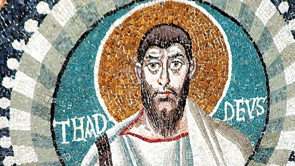 "San Judas Tadeo, apóstol". Detalle de un mosaico de la Basílica de San Vital, en Rávena, Italia. (Wikimedia Commons)